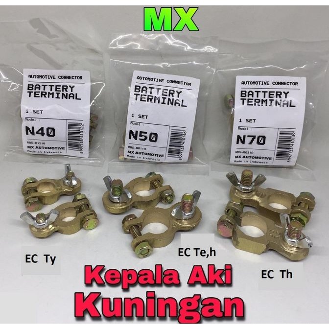 Yexstoree Kepala Aki Klem Accu Terminal Baterai Mobil Tebal Kuningan N70 N40 Ns70 Ns40 N40Z