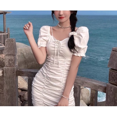 Mini Dress Hitam atau Putih / Dress Casual Kasual Kekinian / Dress Import Impor / Summer Dress / Gau