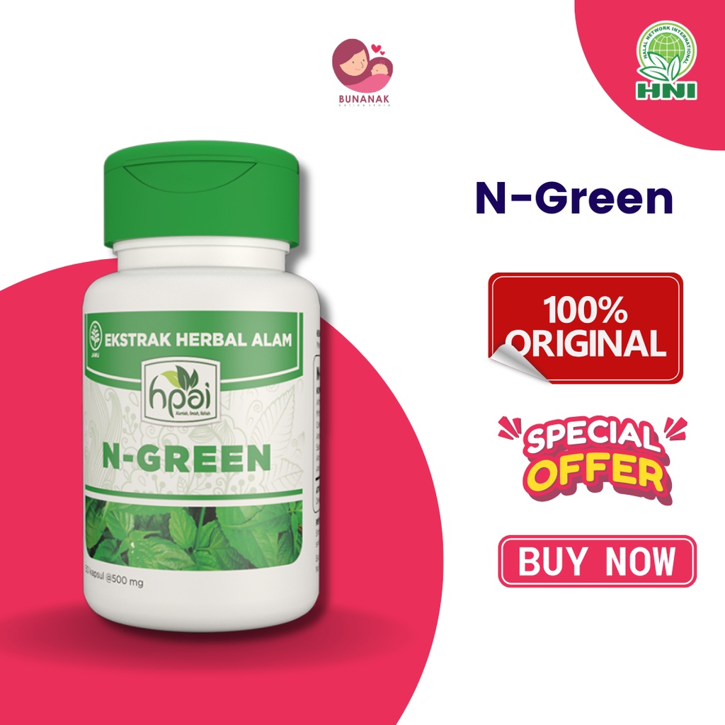 

N-Green Klorofil Kapsul - herbal klorofil, obat untuk mencegah anemia, antioksidan - HNI BPOM - Produk Herbal