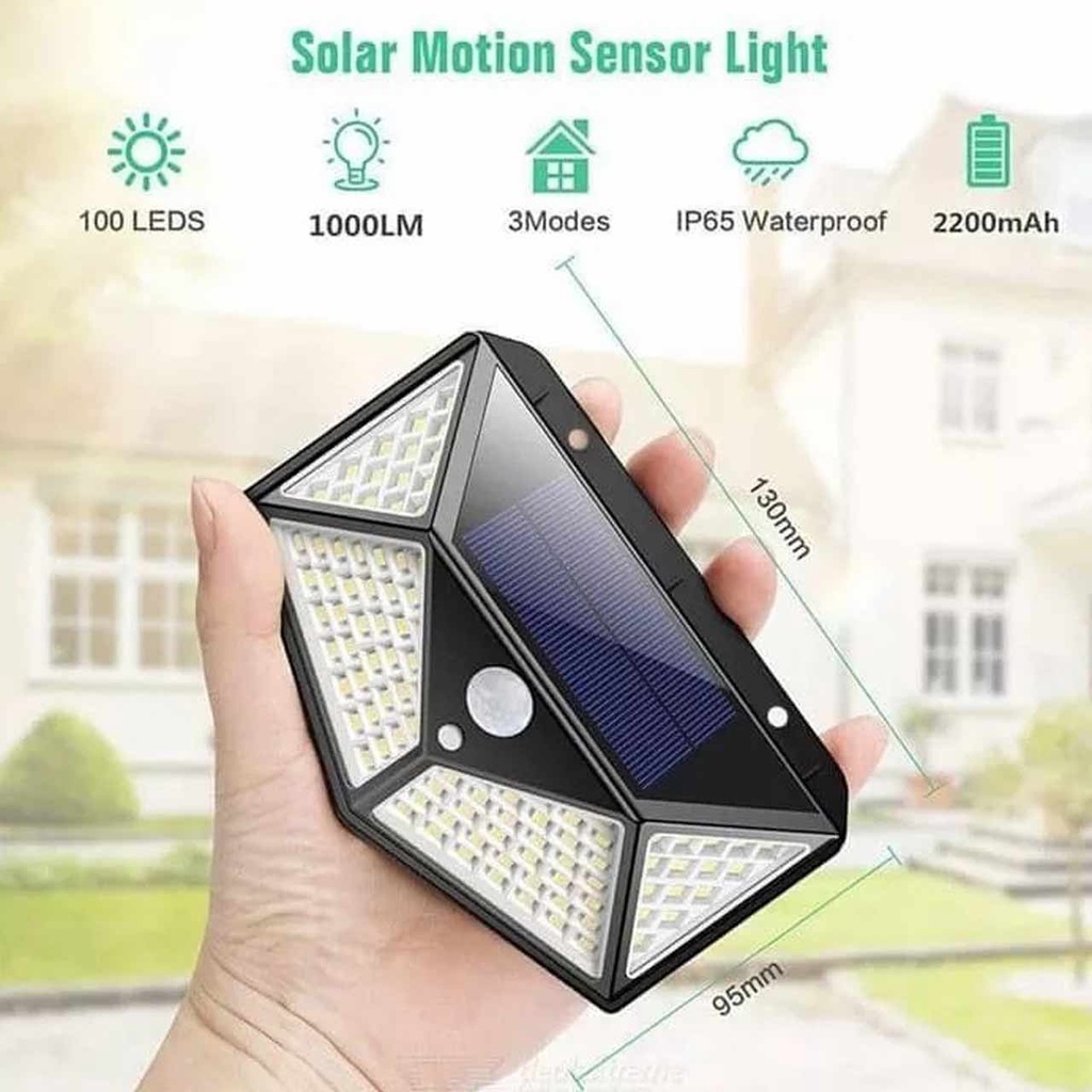 Lampu Solar 100 LED Tenaga Surya Sensor Gelap Tanpa Listrik Tenaga Matahari untuk Outdoor / Di Luar 