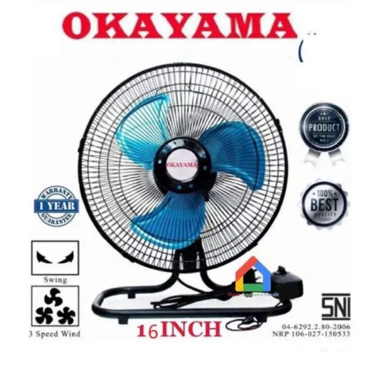 OKAYAMA 16 inch Kipas Angin Tornado Besi Meja dan Dinding 2in1 OK-1630