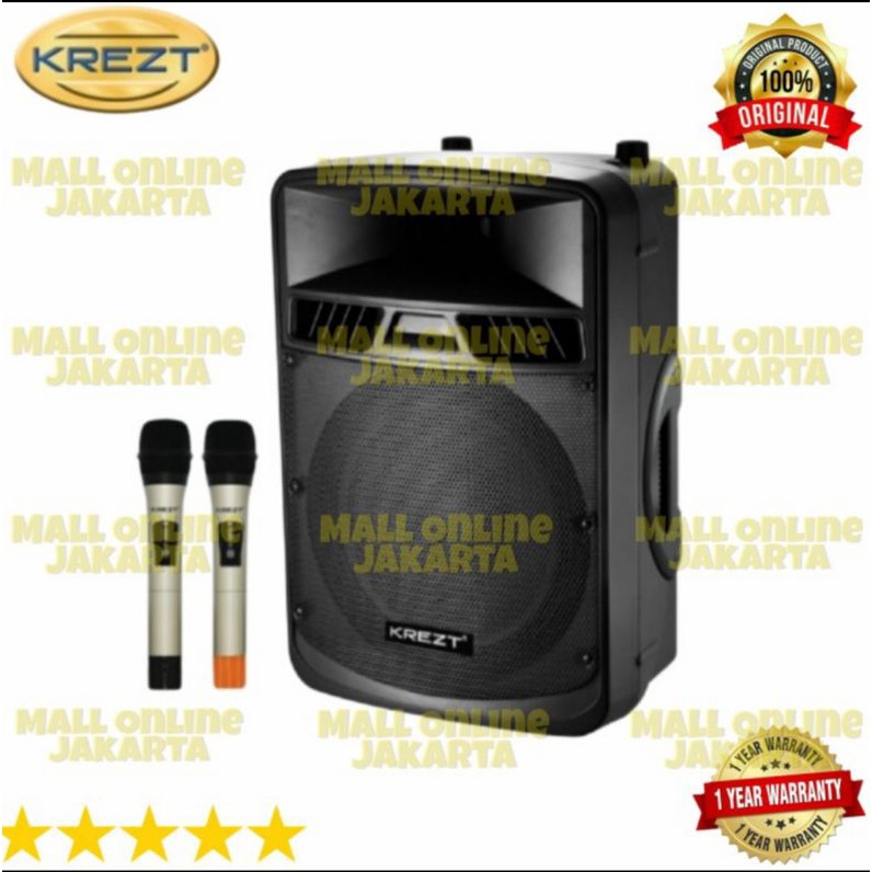 Speaker Portable Krezt 15inch was 8415 aktiv Portable mic wireless