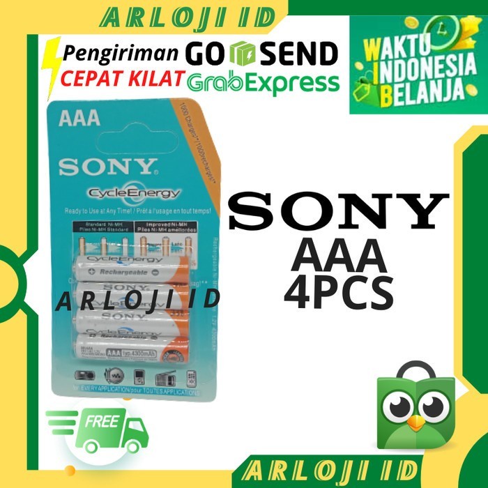 Baterai Batre Cas SONY AAA A3 Rechargeabe Charger Chas Isi Uang 4 Pc