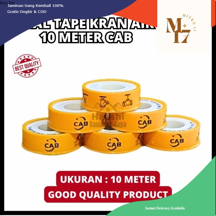

Sealtape CAB / Seal Tape/Isolasi Kran Pipa Ukuran 12mm x 10m