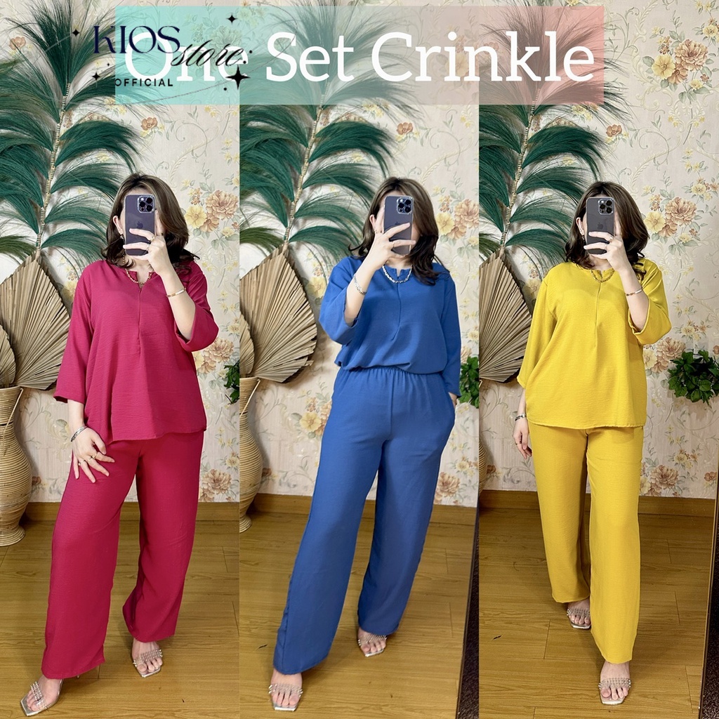 BAJU SET TERMURAH NCDY ONE SET Crinkle setelan wanita set wanita kekinian setelan wanita kekinian on