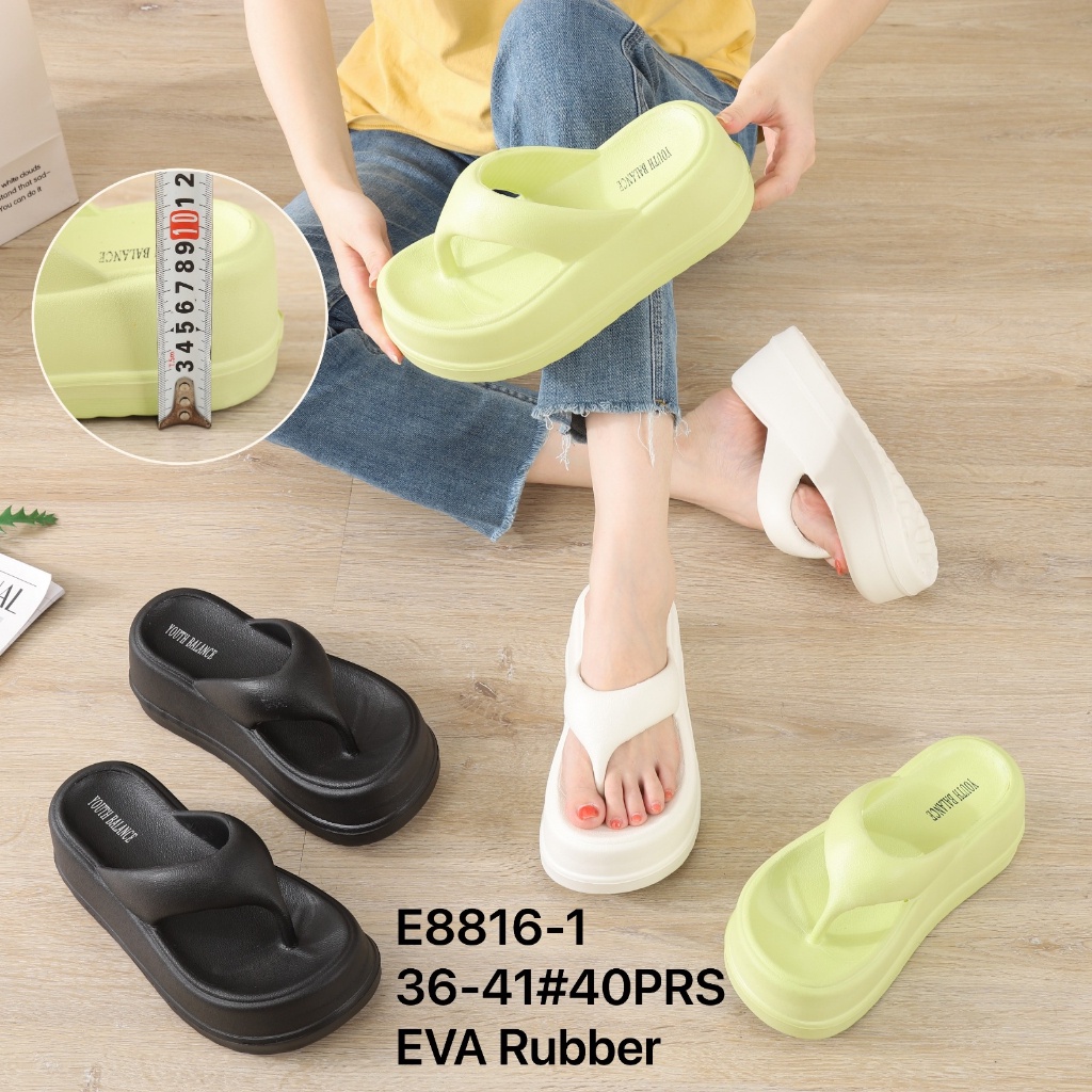 Sandal Jepit Tebal Wanita Wedges Hak Tinggi 7 Cm Bahan Karet Ringan EVA BALANCE 7628