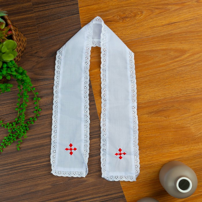 Stola / Samir Baptis Bayi Bordir Kain Syal Putih Baptis Katolik