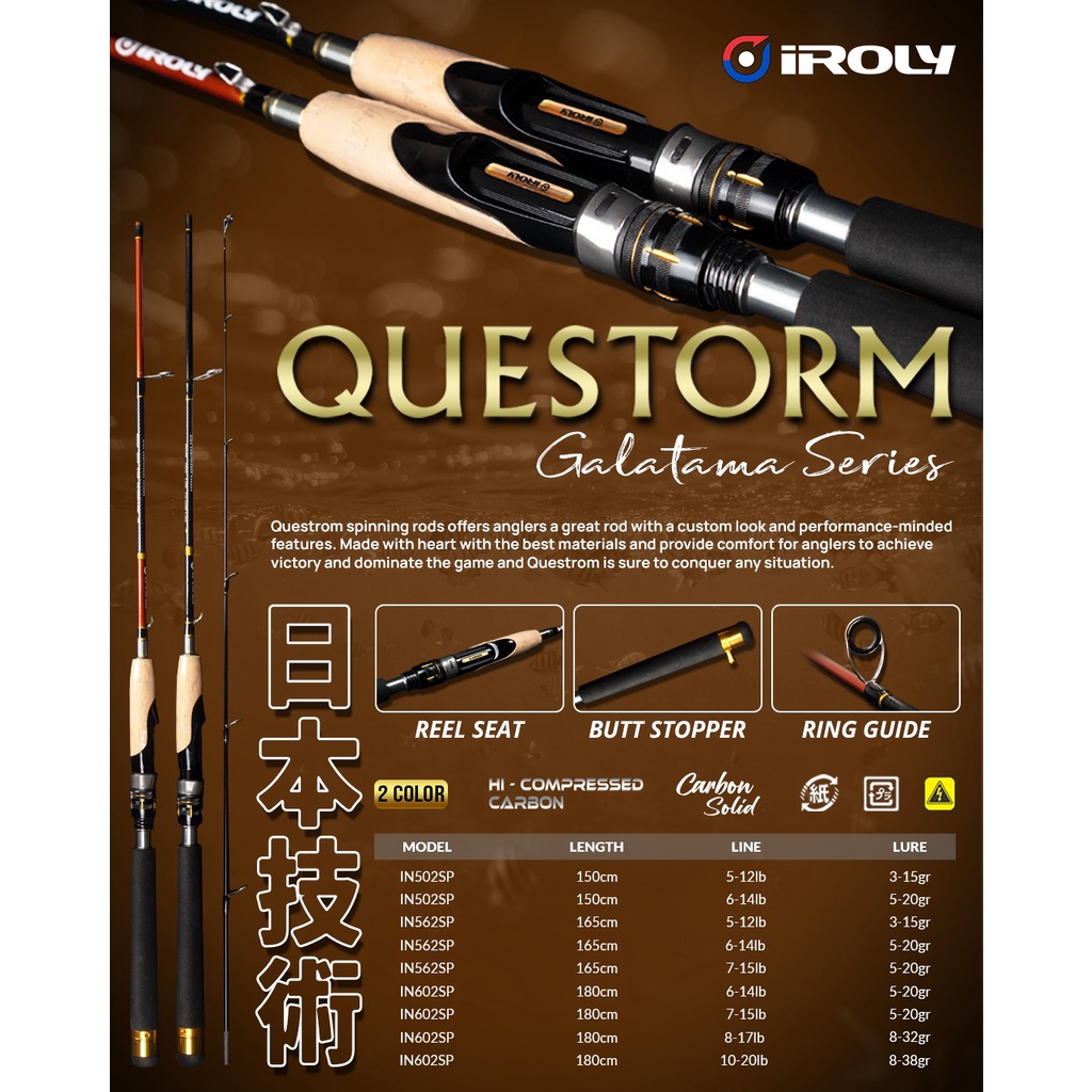 JORAN PANCING CARBON SOLID IROLY QUESTORM KEKUATAN HINGGA 20LBS ORIGINAL