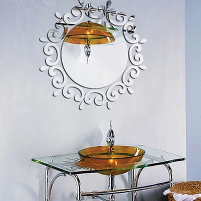 Dekorasi Stiker Tempel Dinding Cermin Bulat akrilik Wall Sticker Mirror 26cm