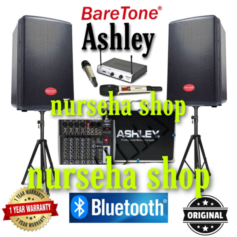 Paket Sound System Baretone Max10HD mixer dan mic wireless Ashley original sound system outdoor