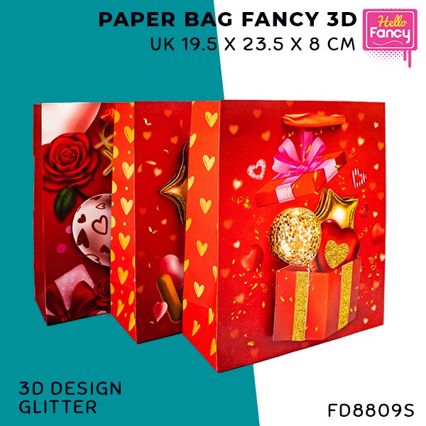 

Tas Paper Bag Fancy Berbagai Ukuran S M L Paper Bag 3D Motif Random - Merah FD8809S