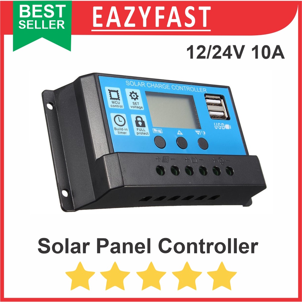 Controller Charger Solar Panel PV Cell Accu Aki Baterai VRLA 12V 24V