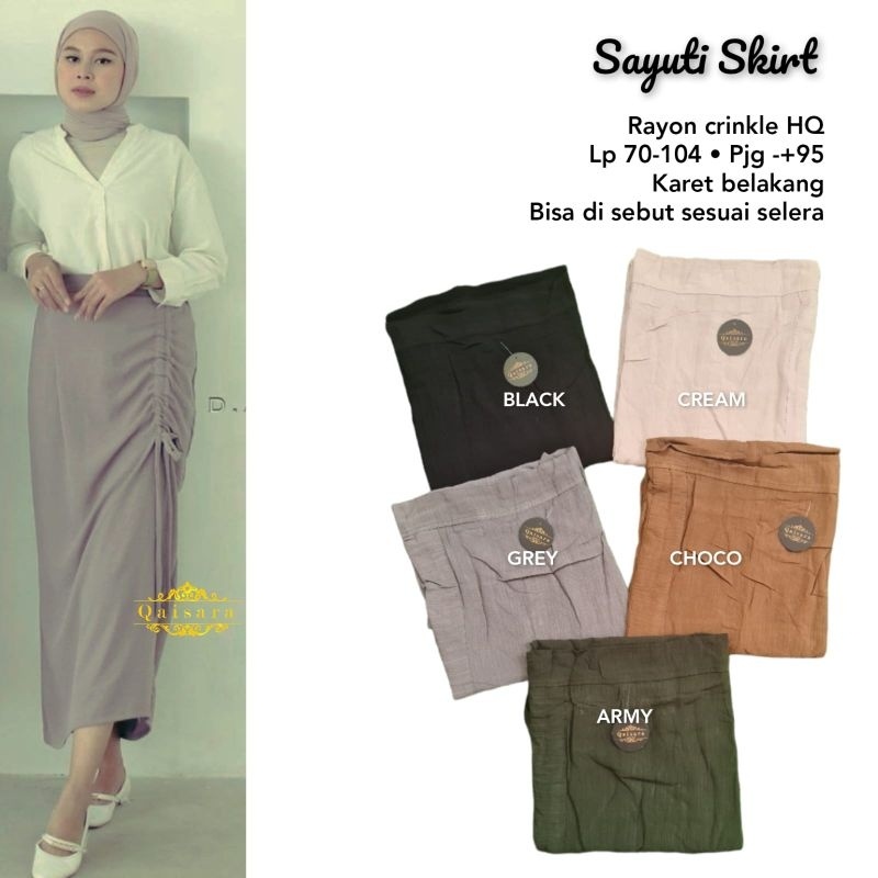 BAJU WANITA BEST SELLER SAYUTI SKIRT (ROK BAHAN RAYON CRINKLE) BY QAISARA