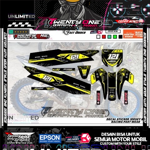 DECAL RBT VEGA KUNING RACE DEKAL MOTOR  HONDA YAMAHA REVO ABS FIT NEW JUPITER SUZUKI SMASH SUPRA X V