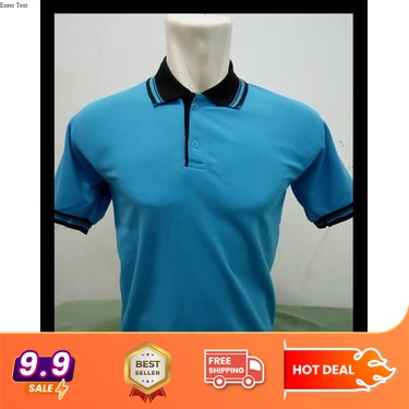 Kaos Kerah Kombinasi Biru Muda - Polo Kerah Kombinasi Murah Warna Biru Muda