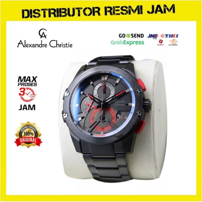 Jam Tangan Pria Alexandre Christie AC 6607 AC6607 Black Red
