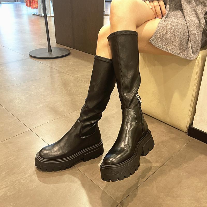 Women's thick sole elastic slim high boots Knight boots Martin boots