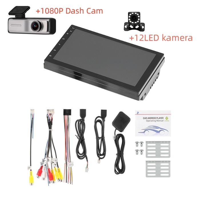 Head Unit Android 12 Double Din 7 inch Skeleton Bluetooth Wifi GPS - 7 inch, 2+32G