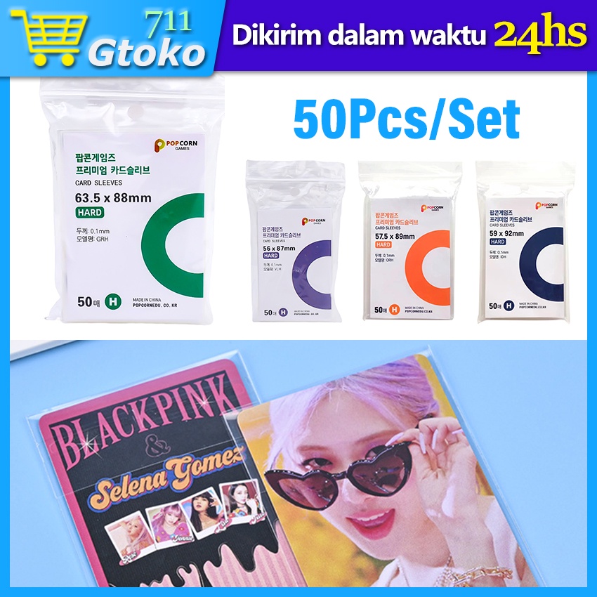 50Pcs/Set Popcorn Inner Sleeve Photocard Kpop Card Hard Photo Kartu Foto 59x92mm, 56x87mm, 63.5x88mm