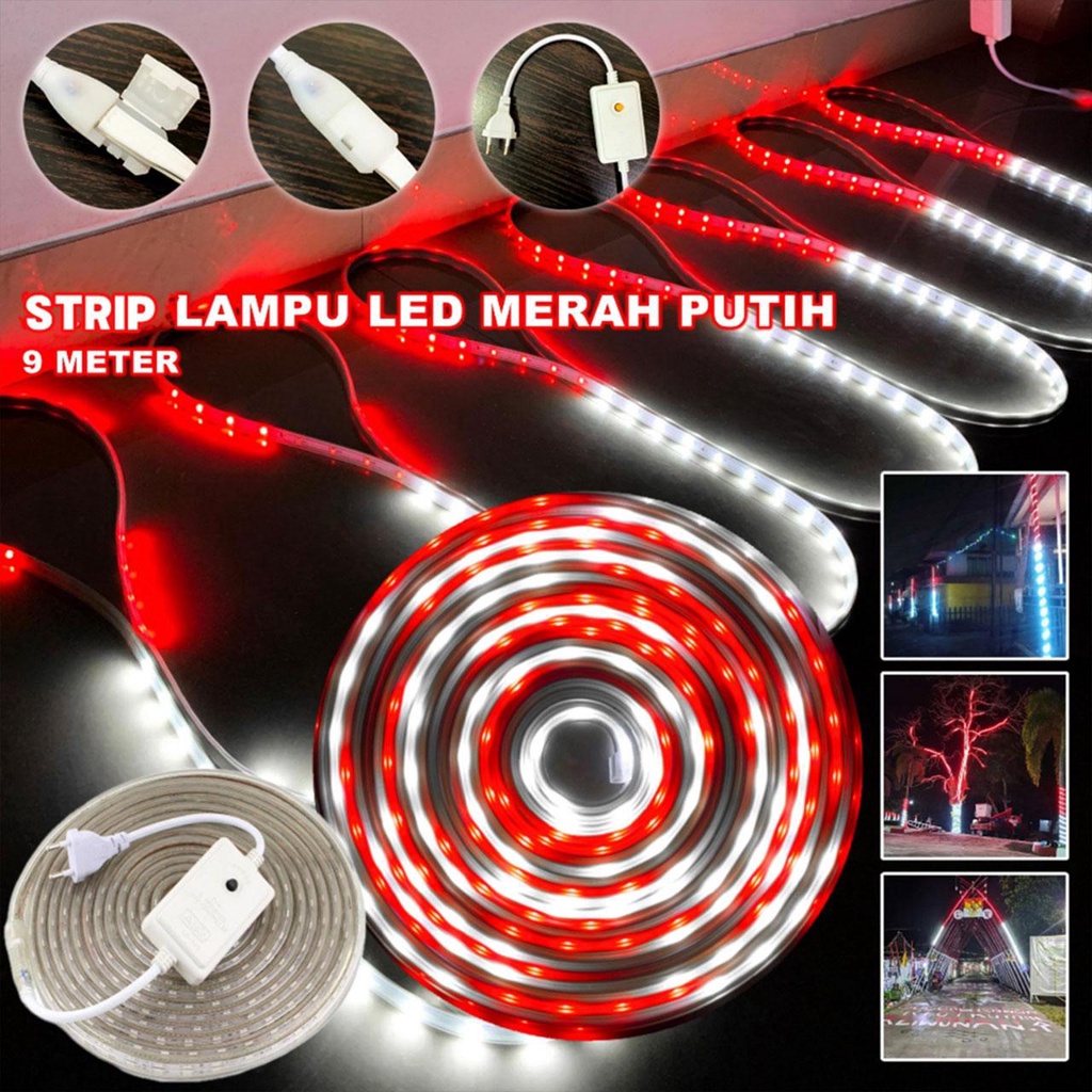 Lampu LED Strip Selang Merah Putih / Lampu Hias Kemerdekaan 17 Agustus / Lampu Strip Outdoor Merah P