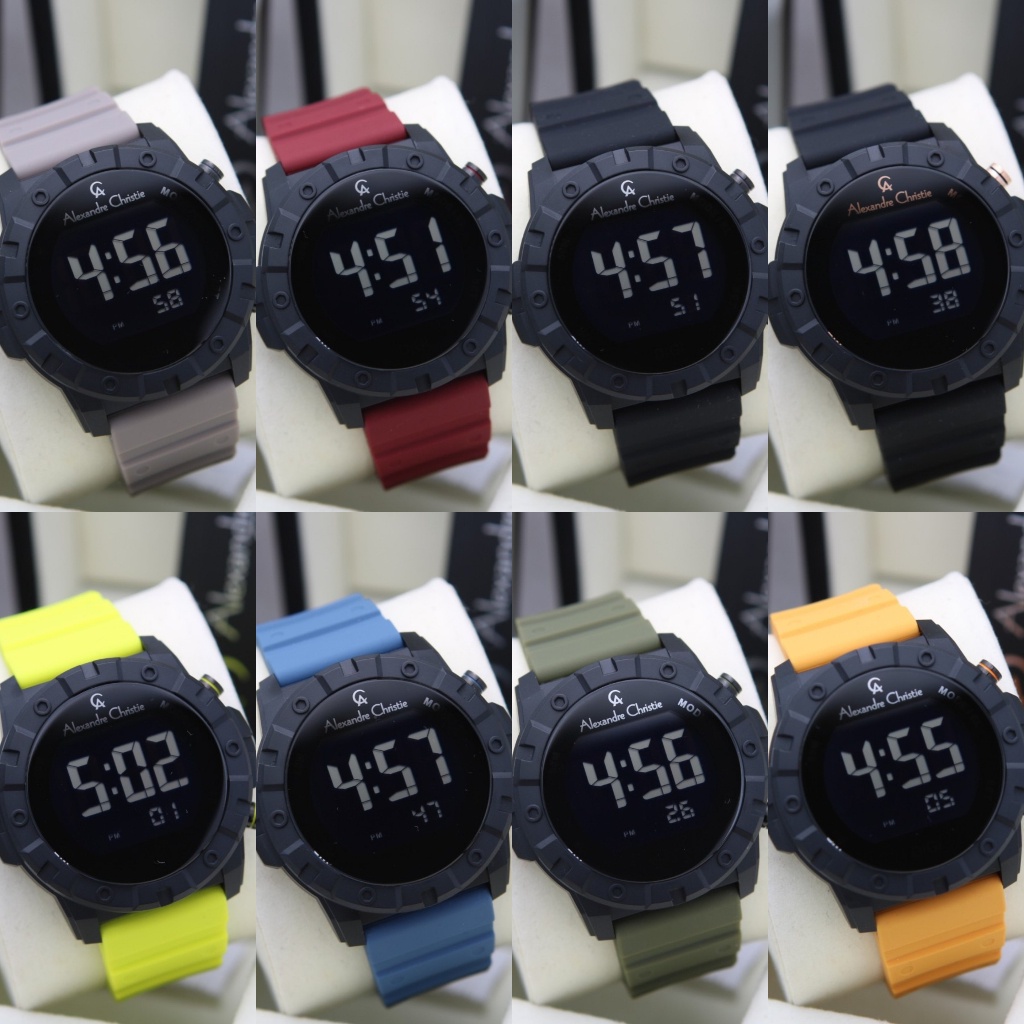 JAM TANGAN PRIA DIGITAL ALEXANDRE CHRISTIE AC 9364 AC9364 MHR RUBBER ORIGINAL
