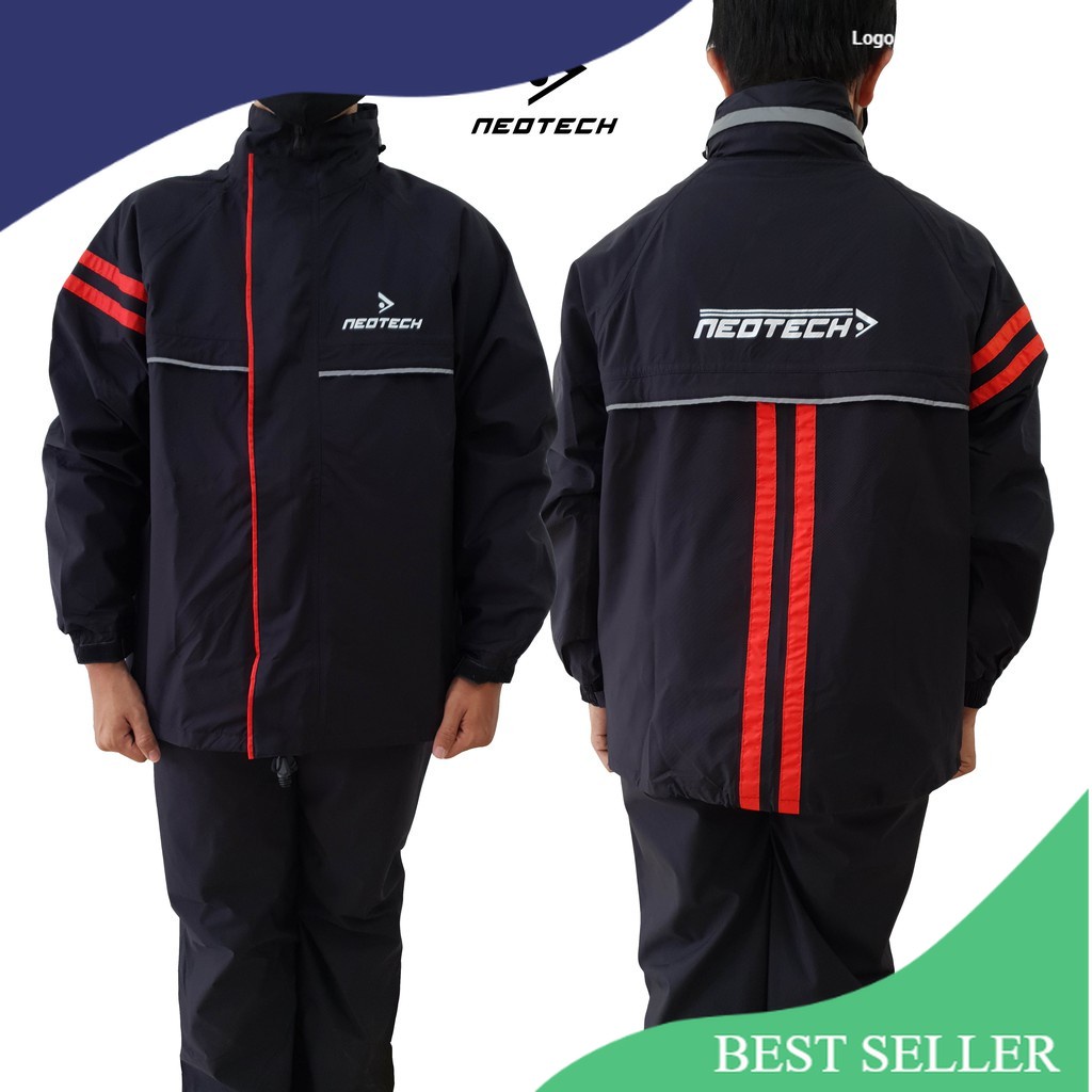 Jas Hujan Neotech Setelan NTRC0001 BLACK-RED Rain Suit Racing Riding Gear/Anti karat