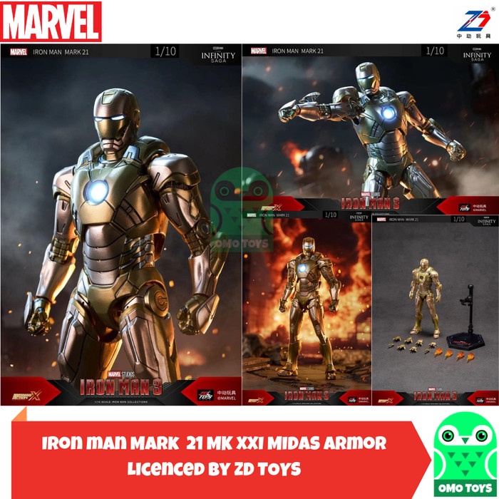 Marvel ZD Toys Ironman Mark 21 MK XXI Midas Armor Iron man Original