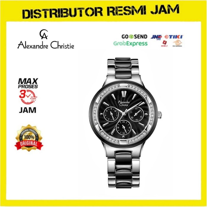 Jam Tangan Wanita Alexandre Christie AC2299BF AC 2299 BF Black Silver