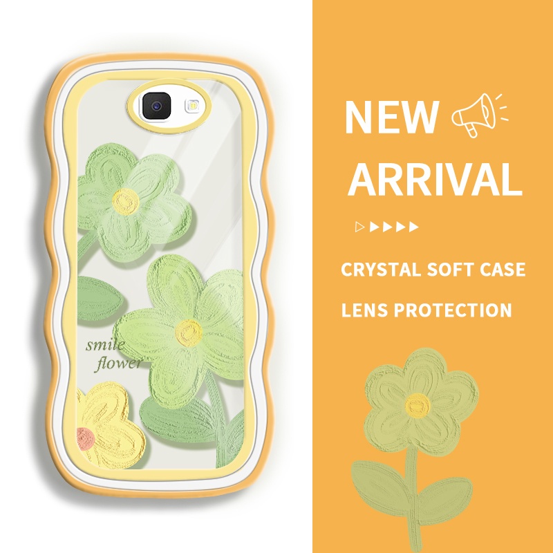 JBIMA For Samsung Transparan Silicon Case bunga hijau SoftCase For Samsung Galaxy J7 Prime On 2016 N