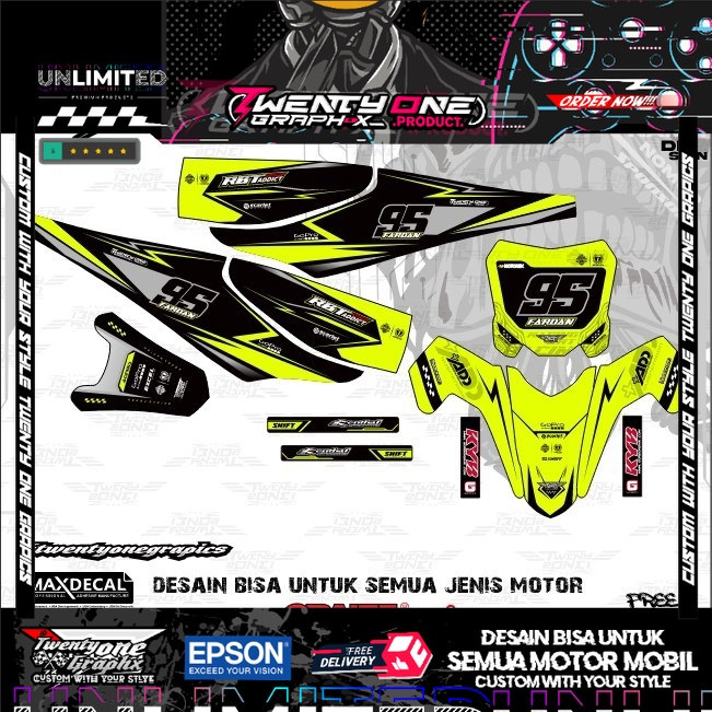 Rbt Revo stabilo design original twentyone RBT stiker kekinian⭐JUPITER VEGA NEW OLD trail REVO strip