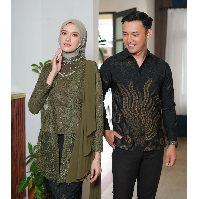 READY JUMBO XXL | SET KEBAYA COUPLE KINARA ARMY KANAYA SET COUPLE KEBAYA WANITA PRIA BAJU SARIMBIT K