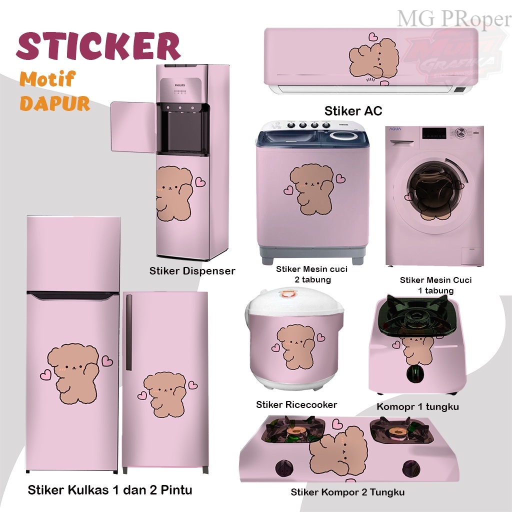 Stiker kulkas kompor mesin cuci 1 2 pintu tabung mata Rice Cooker Dispenser Ac motif lucu dapur cokl
