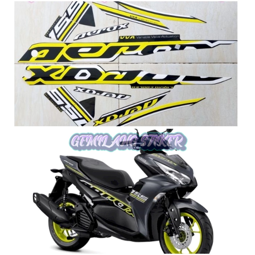 Striping Decal Polet Sticker Yamaha All New Aerox 155 VVA CONECTED 2022 2023 Kuning Hitam stiker lis