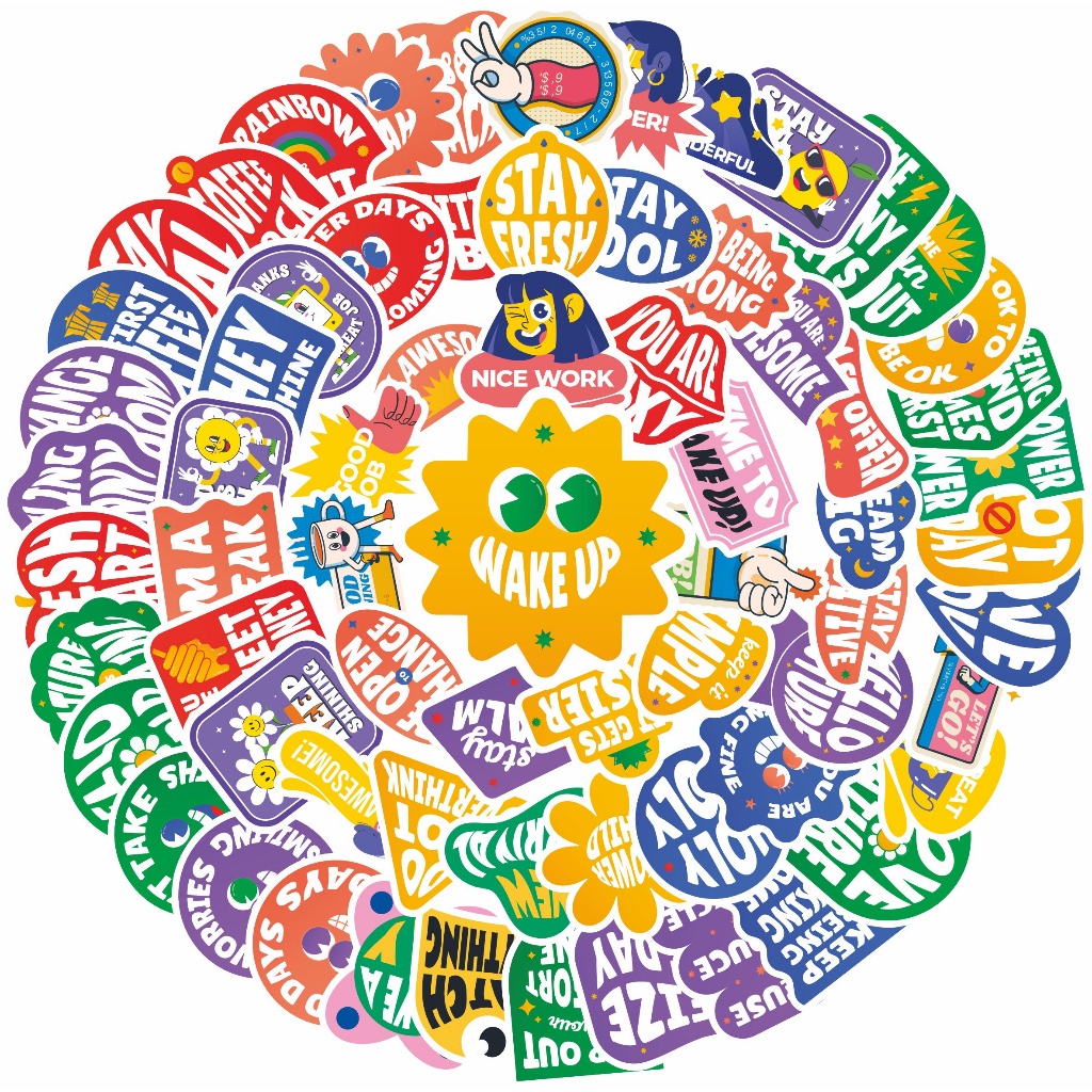 

COD✨ 50 Pcs Stiker Pack Motif Kartun Quotes Penuh Warna Anti Air Untuk Dekorasi Notebook Sepeda Skateboard Handphone DIY