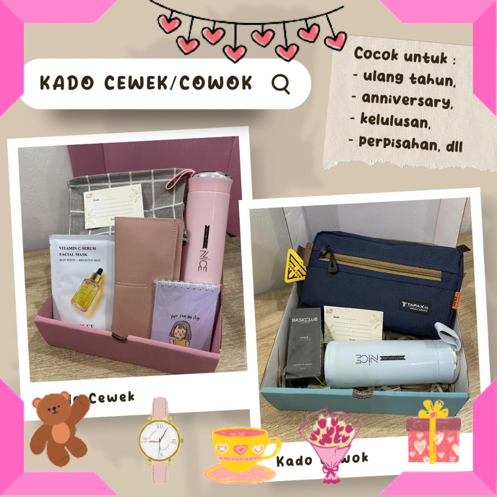 

HAMPERS BAYI ANAK MUDA REMAJA PACAR ISTRI BIKIN ROMANTIS ANNIVERSERY/ Kado Wisuda Ulang Tahun Kelulusan Anniversary - Kado Cewek Cowok Kado Botol Tumblr Tas Dompet Masker / ULTAH LAHIRAN WISUDA JADIAN