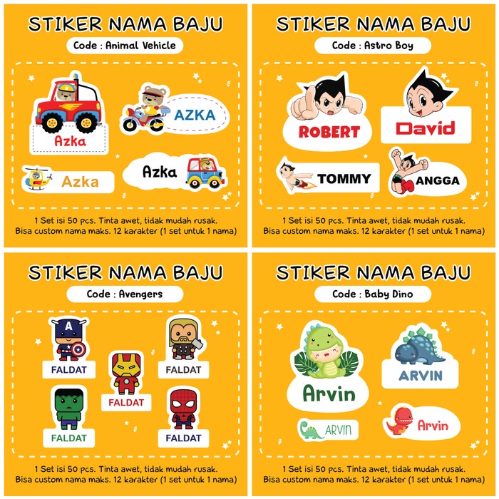 

[New] Stiker Nama Baju | Stiker Nama Kain | Stiker Baju Tinggal Setrika