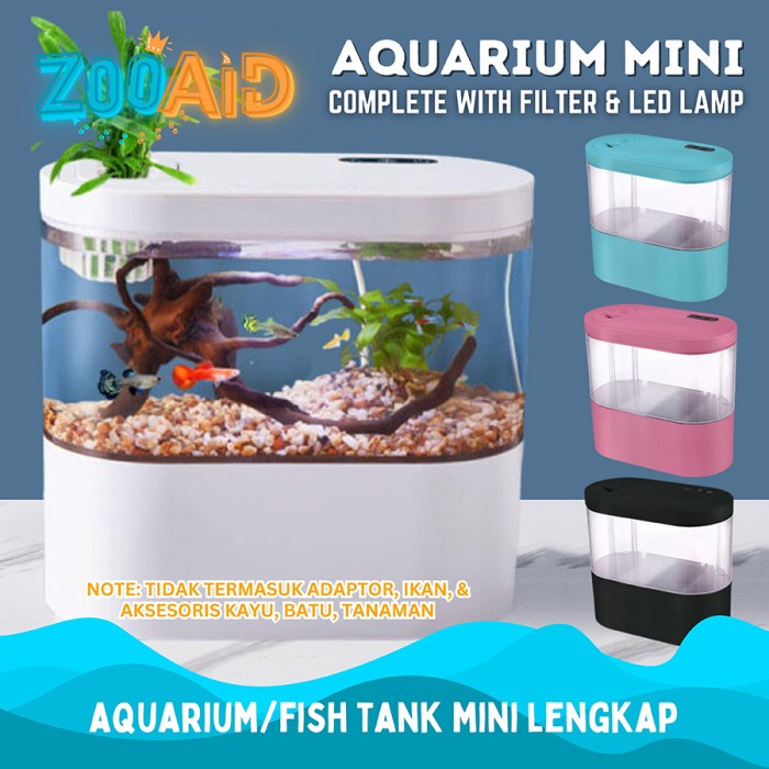 AQUARIUM MINI CUPANG KOMPLIT FILTER DAN LED LAMP / AQUARIUM MINI USB