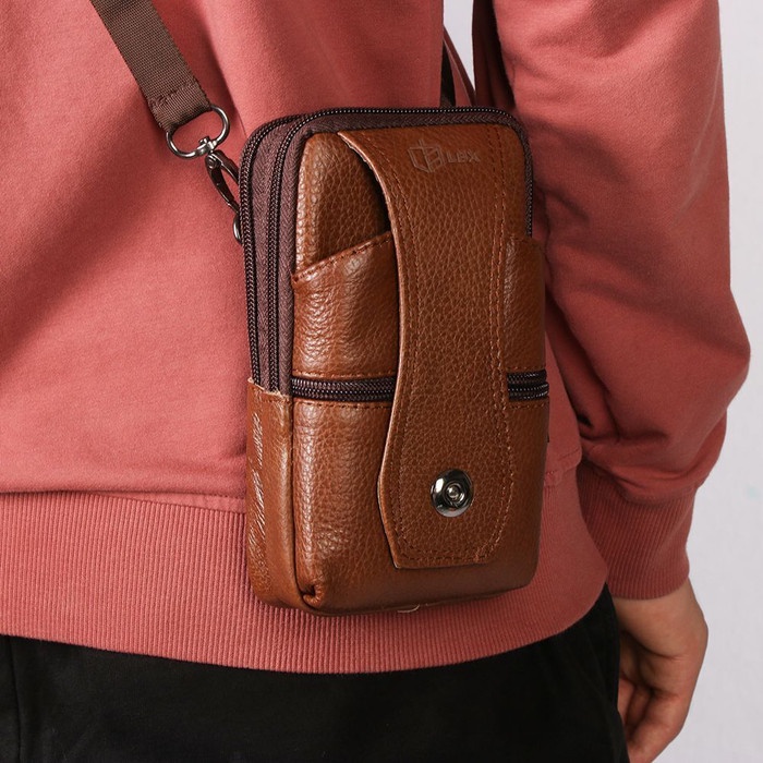 Tas Selempang Pinggang Gadget Dompet Travel Waist Bag 2in1 Kulit LBX