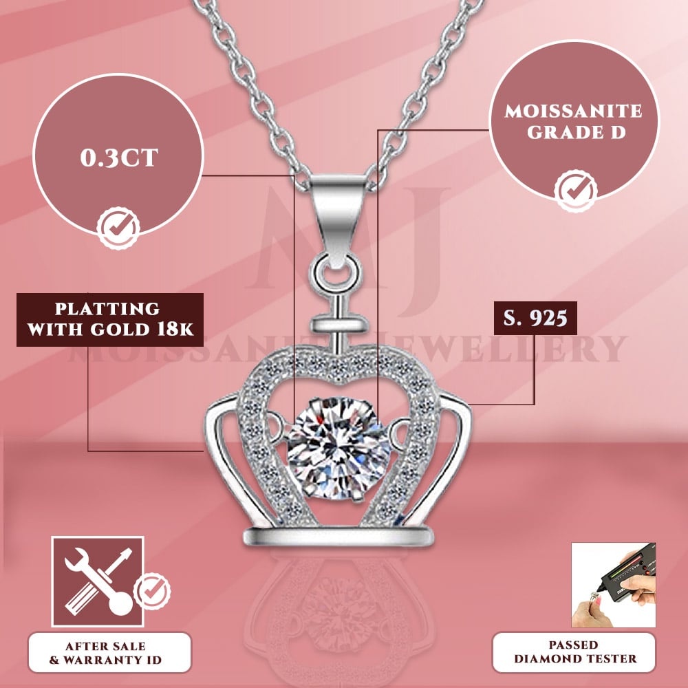Moissanite Jewellery - Kalung Permata Moissanite Lapis Emas 18K - Pumpkin Necklace 0.3CT Sertifikat 
