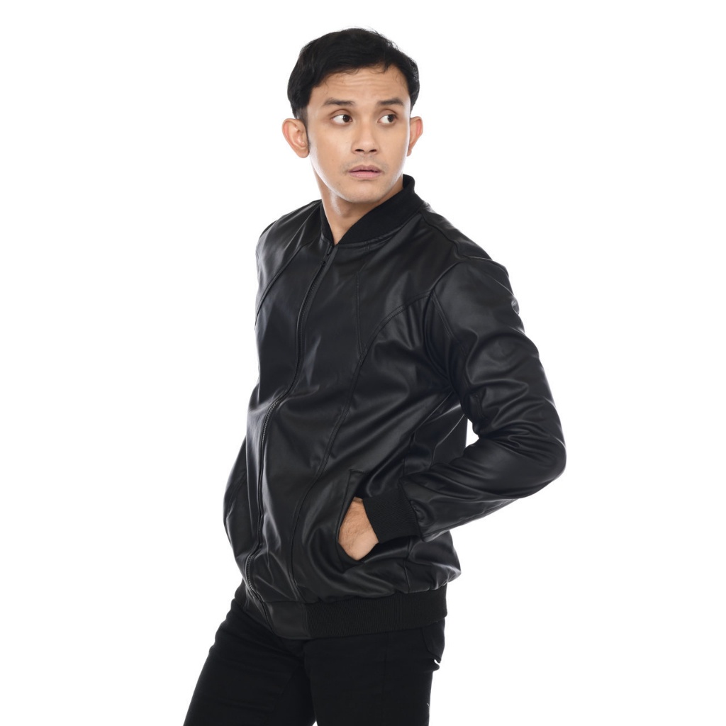 Dhozen Jaket Bomber Leather Kulit Sintetis A460