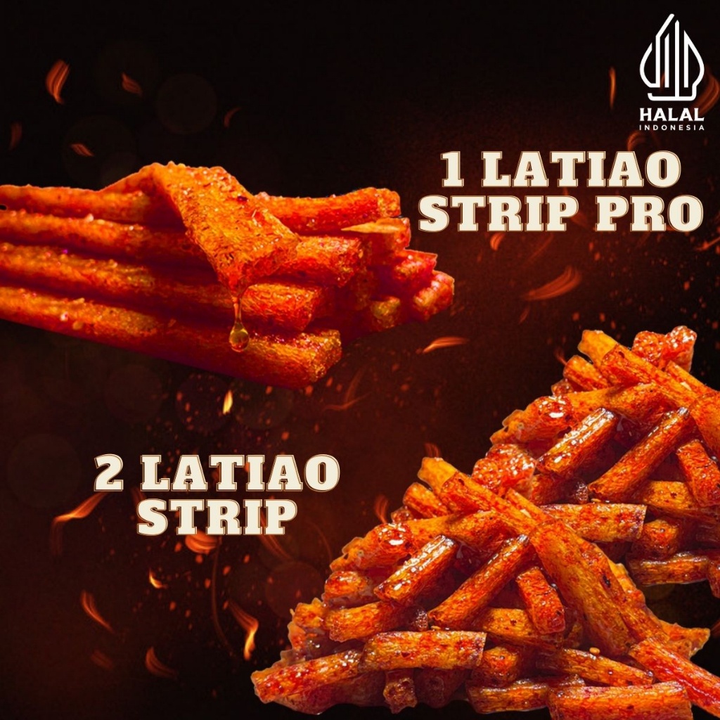 

[PAKET LATIAO] Strip (2pcs) + Strip Pro (1pcs) | CEMILAN SNACK VEGETARIAN GLUTEN | HALAL | PEDAS Makanan | Food | Snacks