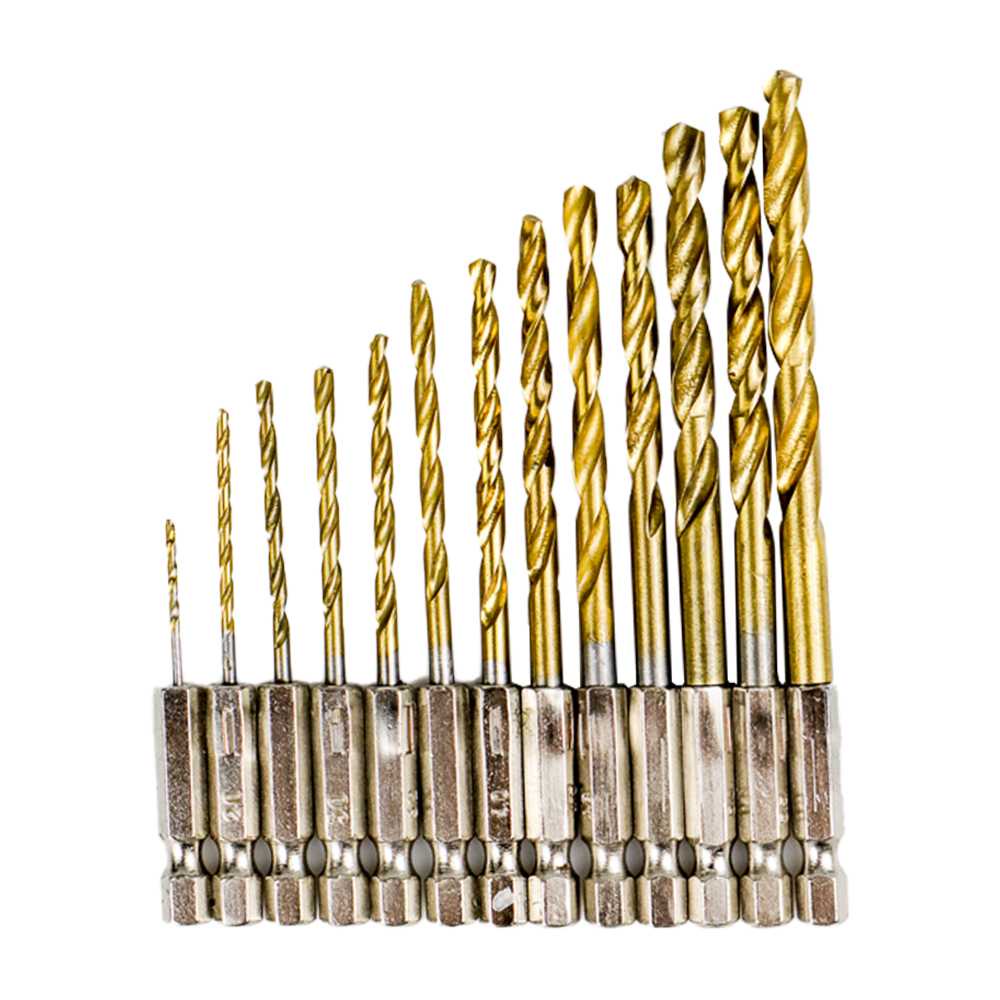 Mata Bor Power Drill Steel Titanium Hex Shank 13 PCS