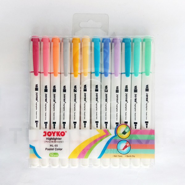 

Highlighter Penanda Joyko HL-55 1 Set 12 Pcs 12 Warna