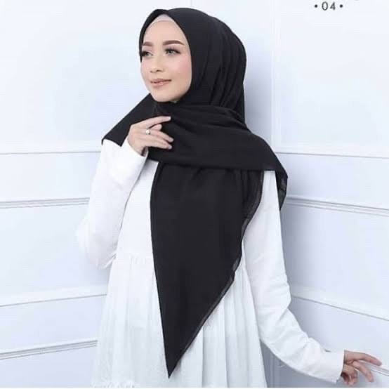 Kerudung Jilbab Umama Basic Voal Polos Warna Seragam Putih Pramuka - Hitam