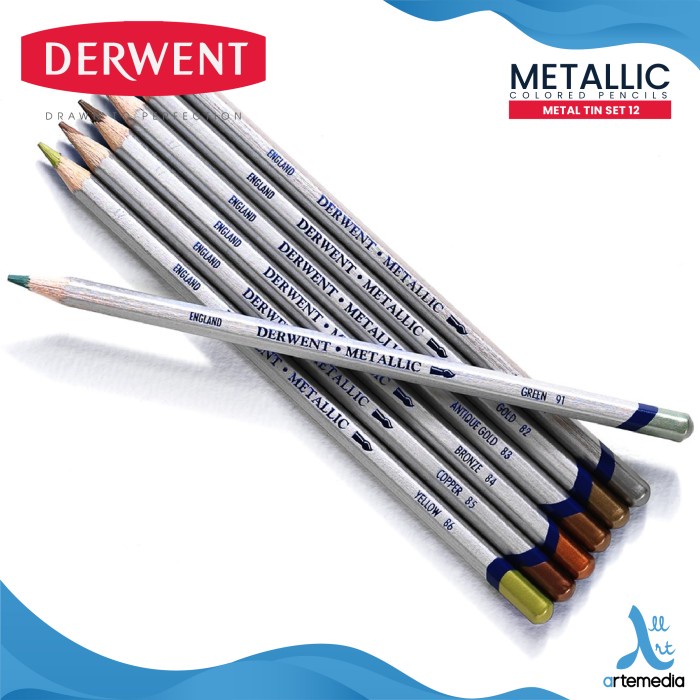 

Pensil Warna Derwent Metallic 12 Pencil Color Metal Tin Set - OLD COVER