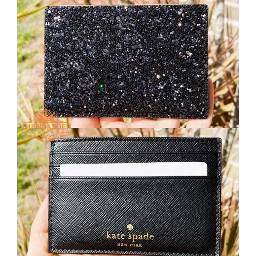 

VS Kate Spade Greta Court Graham Black Glitter Card Holder Wallet Vvv