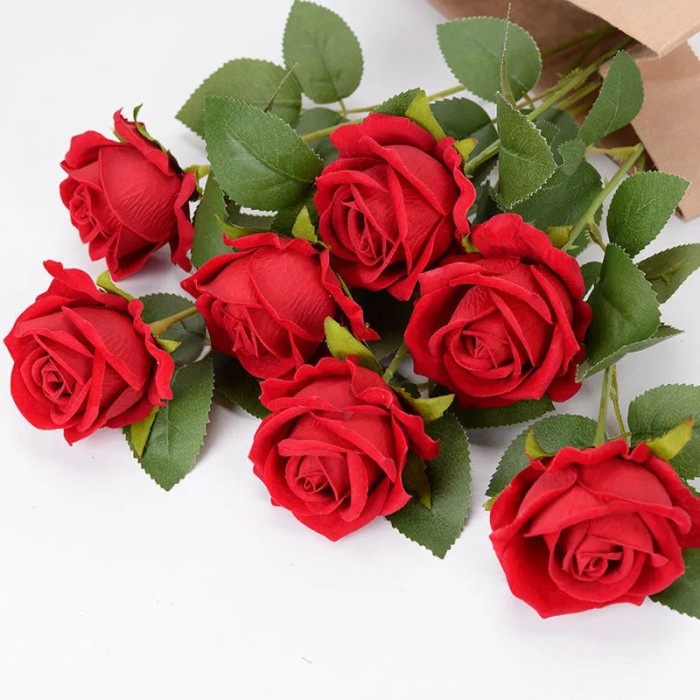 Bunga Mawar Merah / Bunga Plastik Tanaman hias Artificial mawar / Bunga Mawar Palsu