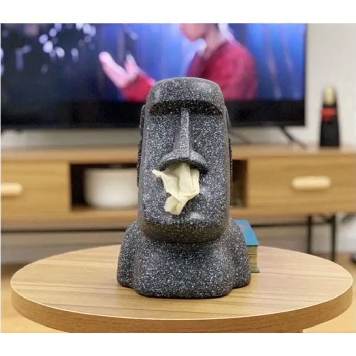 Moai Tissue Box / Kotak Tempat Tisu Pajangan Dekorasi Serbaguna