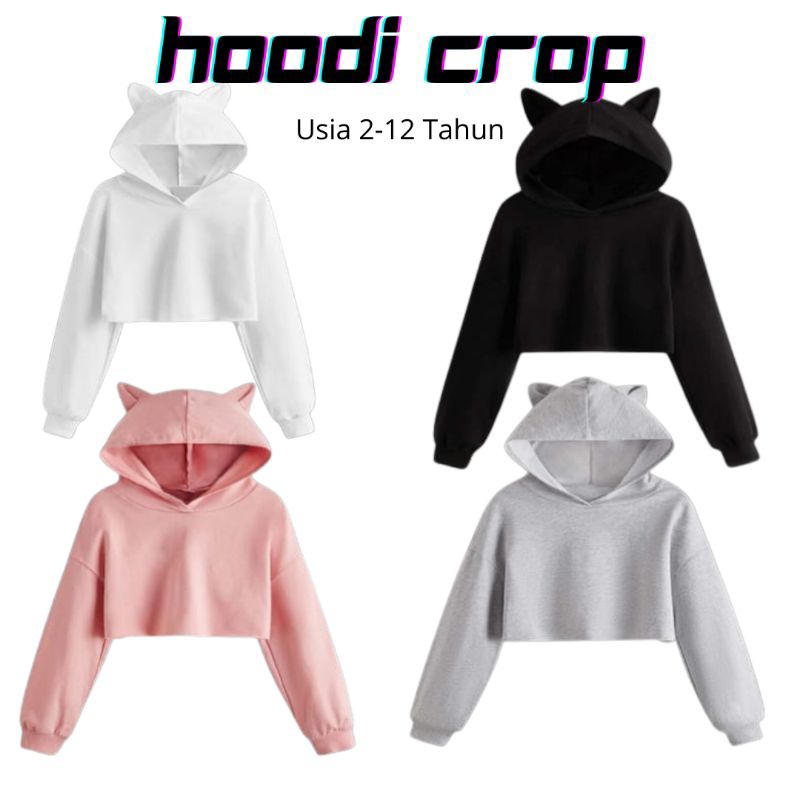 Baju Atasan Sweater Hoodie Hudi Hoodye Crop Top Anak Perempuan Wanita Terbaru Usia 1 2 3 4 5 6 7 8 9