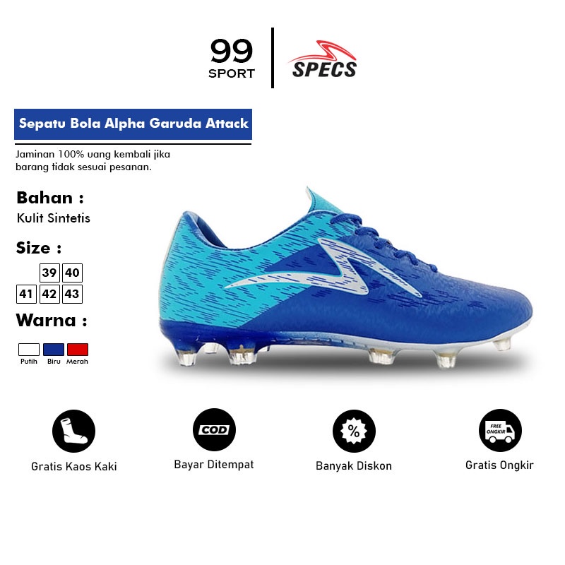 Sepatu Bola Specs  Garuda Alpha Pro FG Komponen Ori Free Kaos Kaki